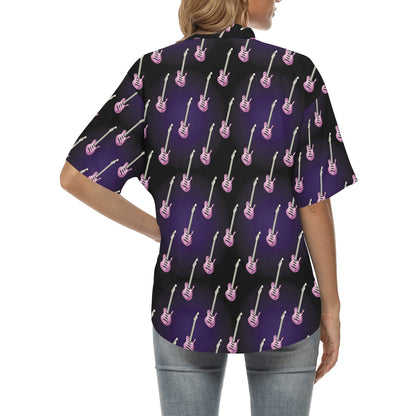Electric Guitar Print Design LKS405 Women's Hawaiian Shirt
