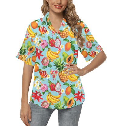 Tropical Fruits Pattern Print Design TF01 Women's Hawaiian Shirt
