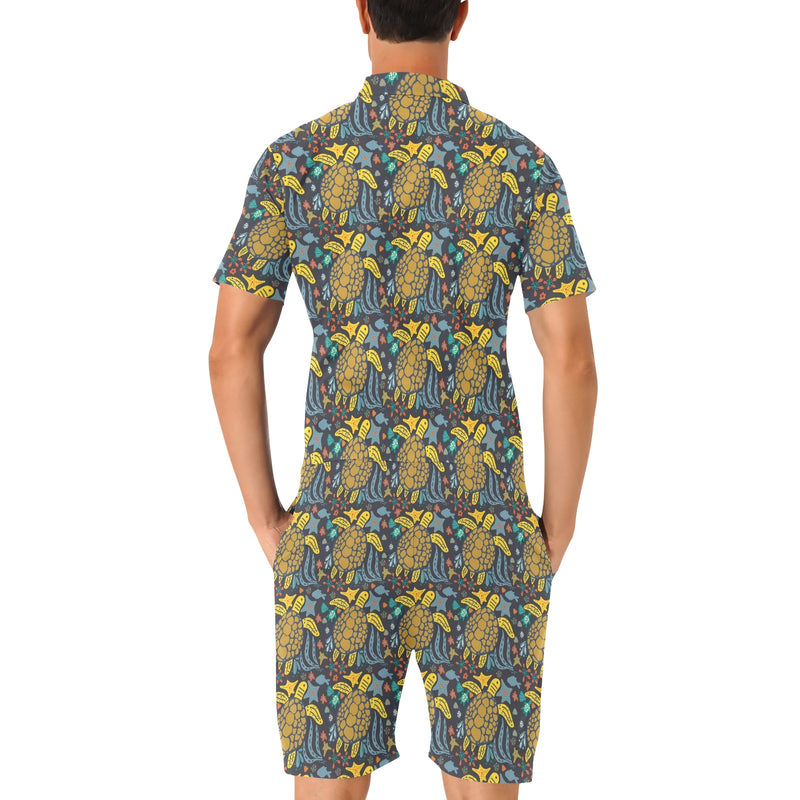 Sea Turtle Pattern Print Design T03 Men's Romper