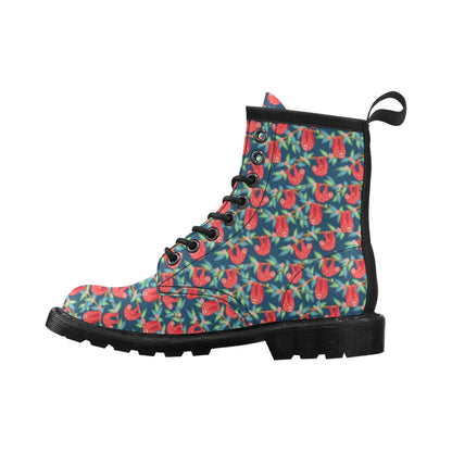 Sloth Red Design Themed Print Women's Boots
