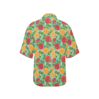 Dahlia Pattern Print Design DH011 Women's Hawaiian Shirt