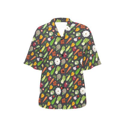 Vegan Pattern Themed Design Print Women's Hawaiian Shirt