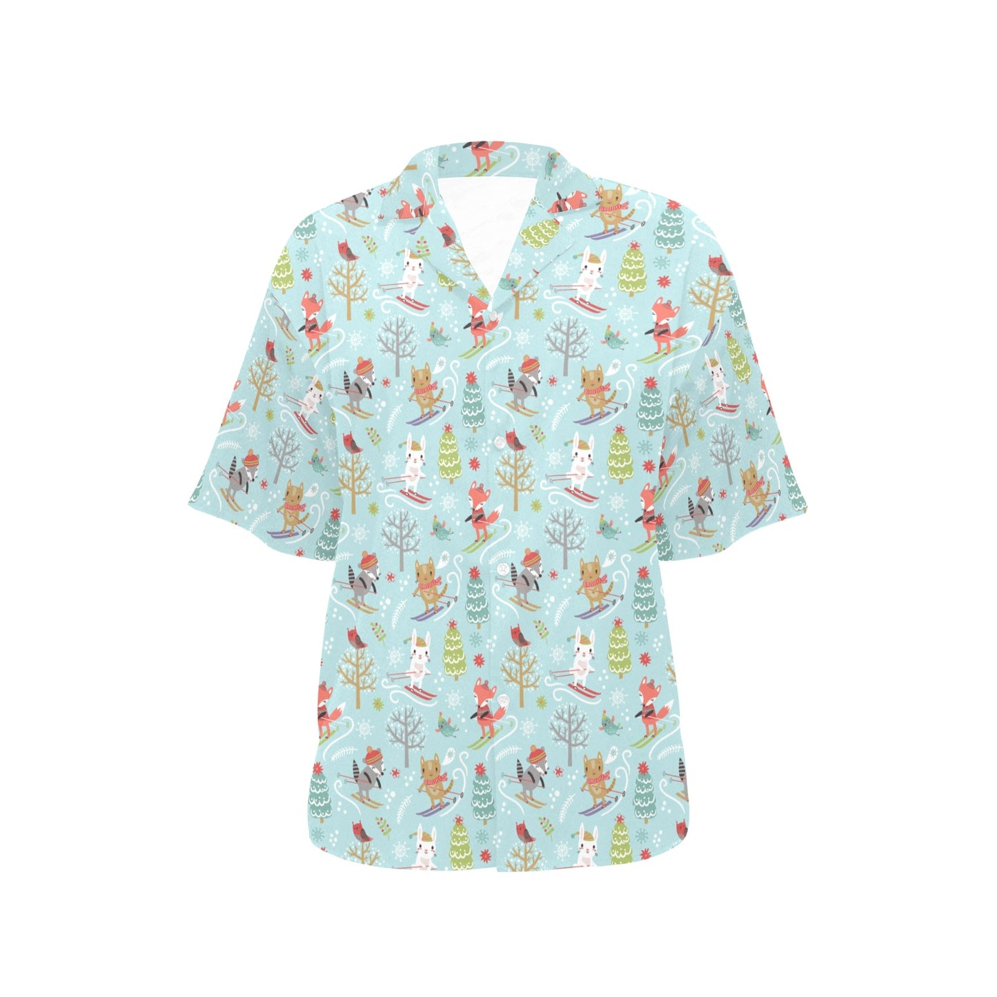 Ski Fox Cute Print Design LKS303 Women's Hawaiian Shirt