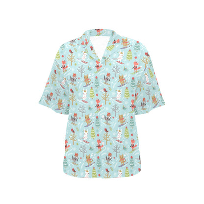 Ski Fox Cute Print Design LKS303 Women's Hawaiian Shirt