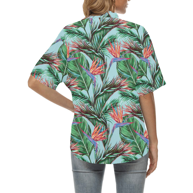 Bird Of Paradise Pattern Print Design BOP01 Women's Hawaiian Shirt