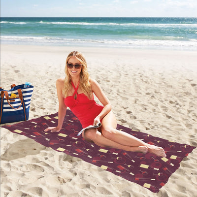 Wine Themed Print Design LKS302 Beach Towel 32" x 71"