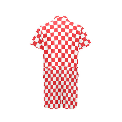 Checkered Red Pattern Print Design 04 Men's Romper