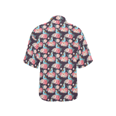 Bluebird Pattern Print Design 02 Women's Hawaiian Shirt