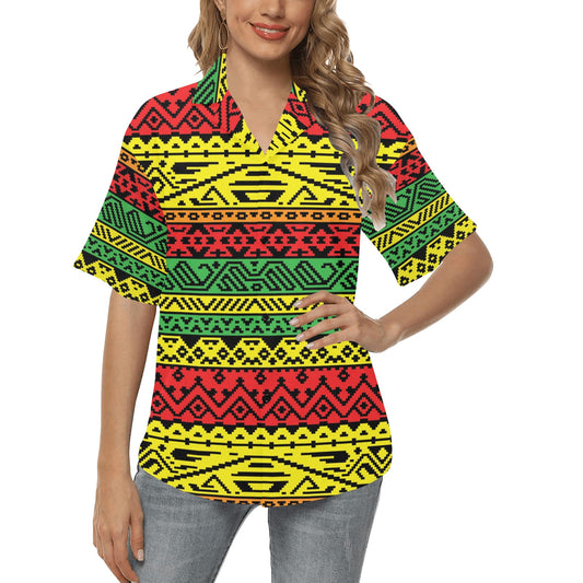 Rastafarian Pattern Print Design A02 Women's Hawaiian Shirt