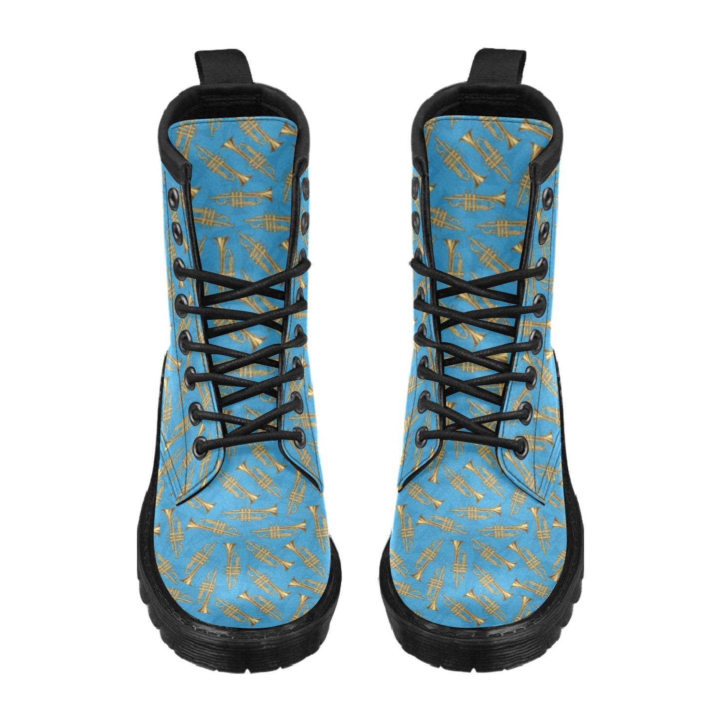 Trumpet Golden Pattern Themed Print Women's Boots