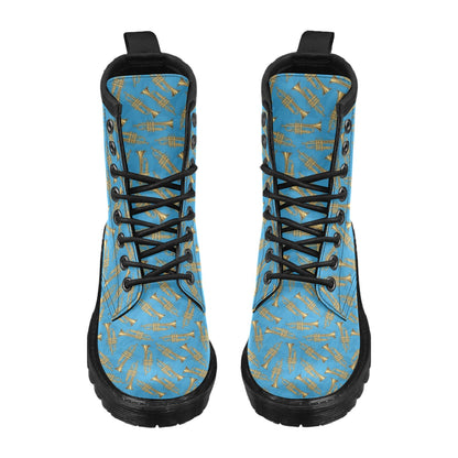 Trumpet Golden Pattern Themed Print Women's Boots