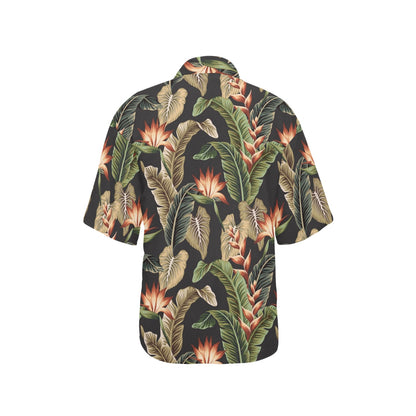 Tropical Flower Pattern Print Design TF014 Women's Hawaiian Shirt
