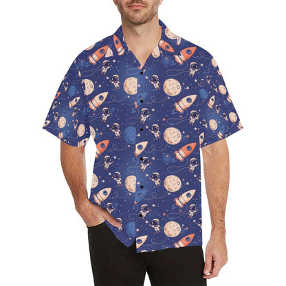 Space Astronaut Rocket Print Design LKS304 Men's Hawaiian Shirt