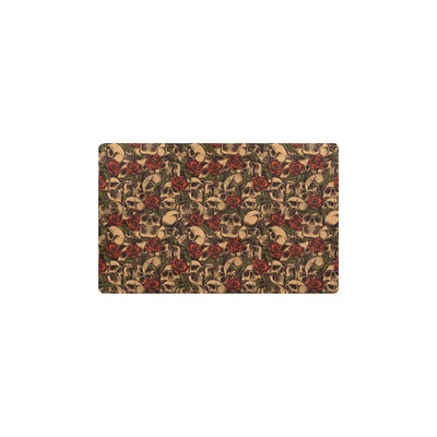 Skull Roses Vintage Design Themed Print Kitchen Mat