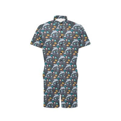 Underwater Dolphin Print Design LKS304 Men's Romper