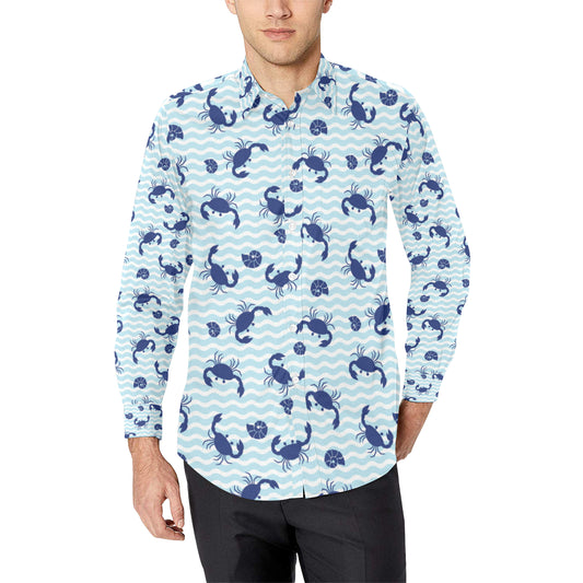 Crab Pattern Print Design 04 Men's Long Sleeve Shirt