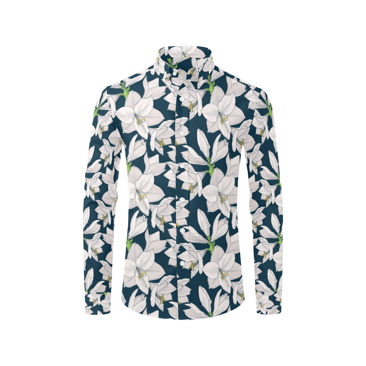 Amaryllis Pattern Print Design 01 Men's Long Sleeve Shirt