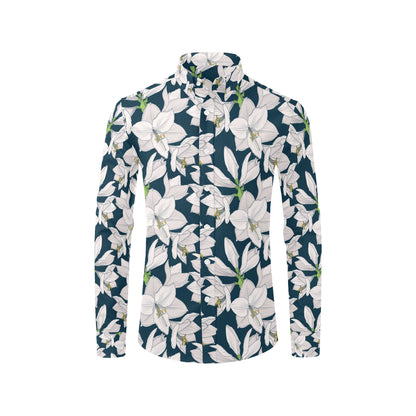 Amaryllis Pattern Print Design 01 Men's Long Sleeve Shirt