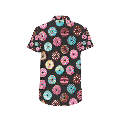 Donut Pattern Print Design DN02 Men's Short Sleeve Button Up Shirt