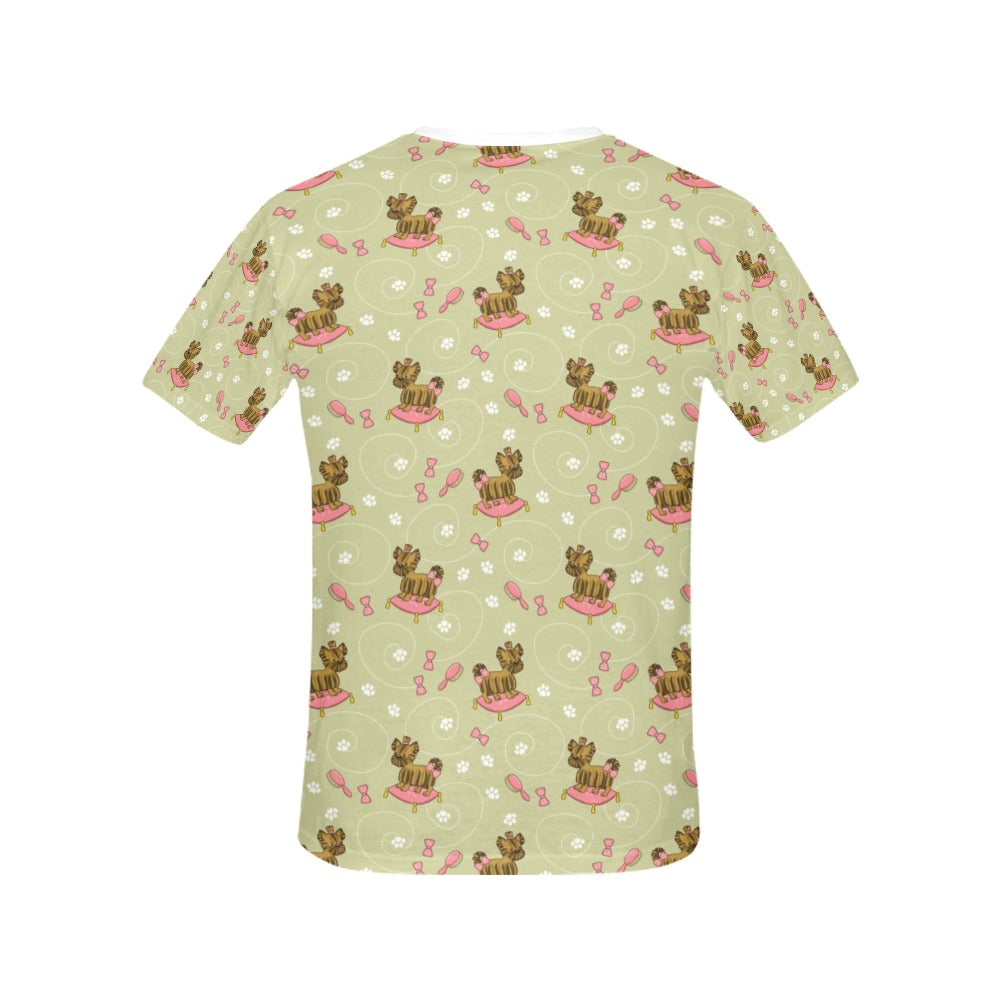 Yorkshire Cute Terriers Print Design LKS301 Women's  T-shirt