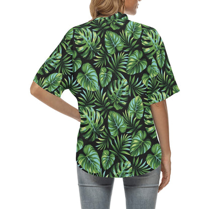 Palm Leaves Pattern Print Design PL013 Women's Hawaiian Shirt