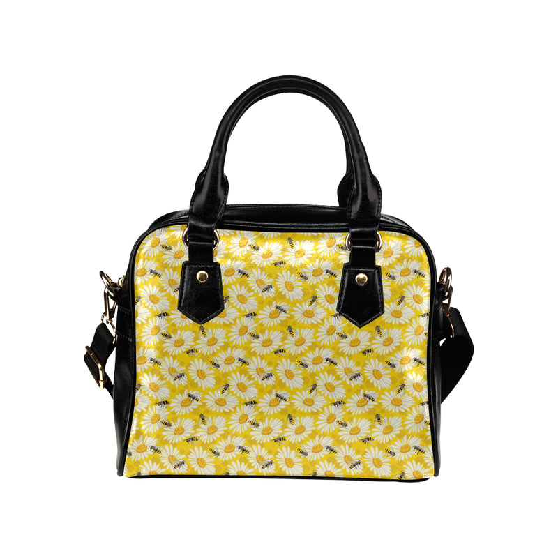 Bee Daisy Pattern Print Design 06 Shoulder Handbag