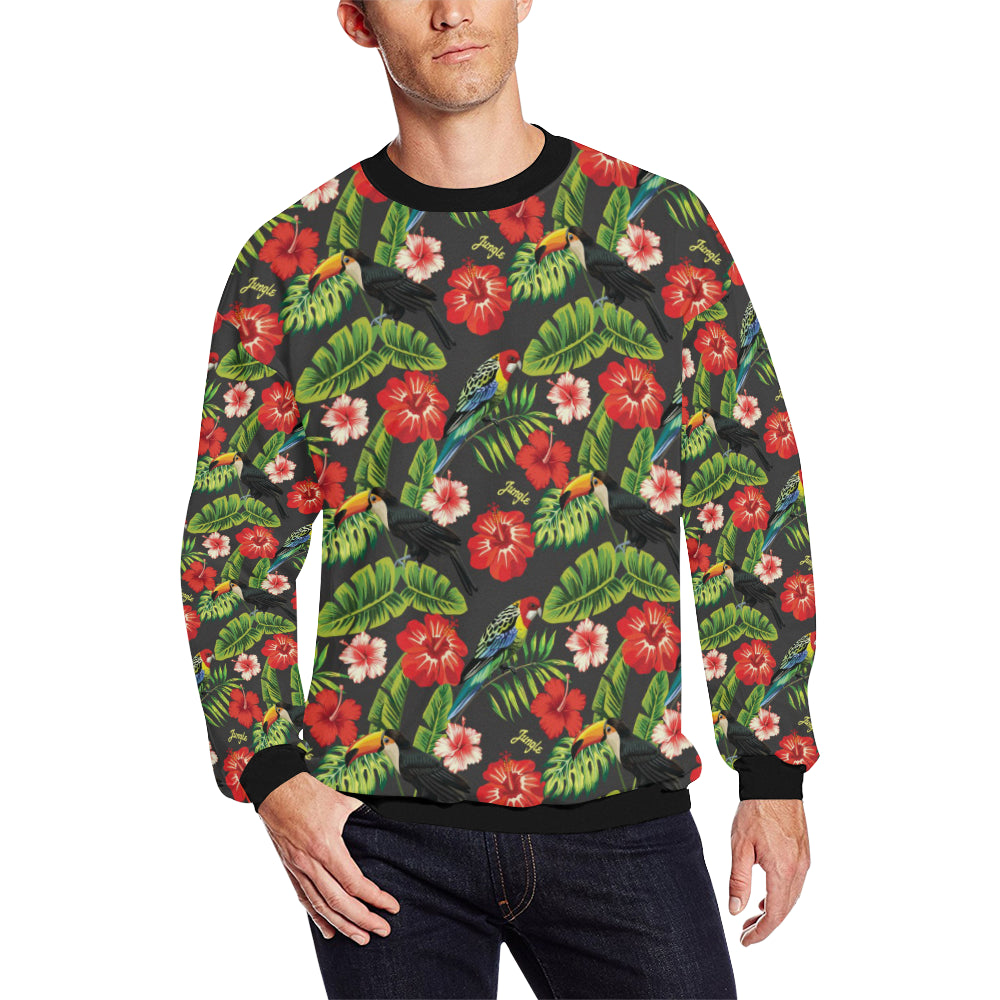 Tropical Flower Pattern Print Design TF04 Men Long Sleeve Sweatshirt