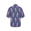 SeaHorse Pink Pattern Print Design 02 Women's Hawaiian Shirt