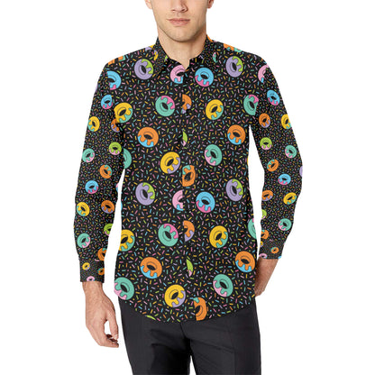 Donut Pattern Print Design DN012 Men's Long Sleeve Shirt