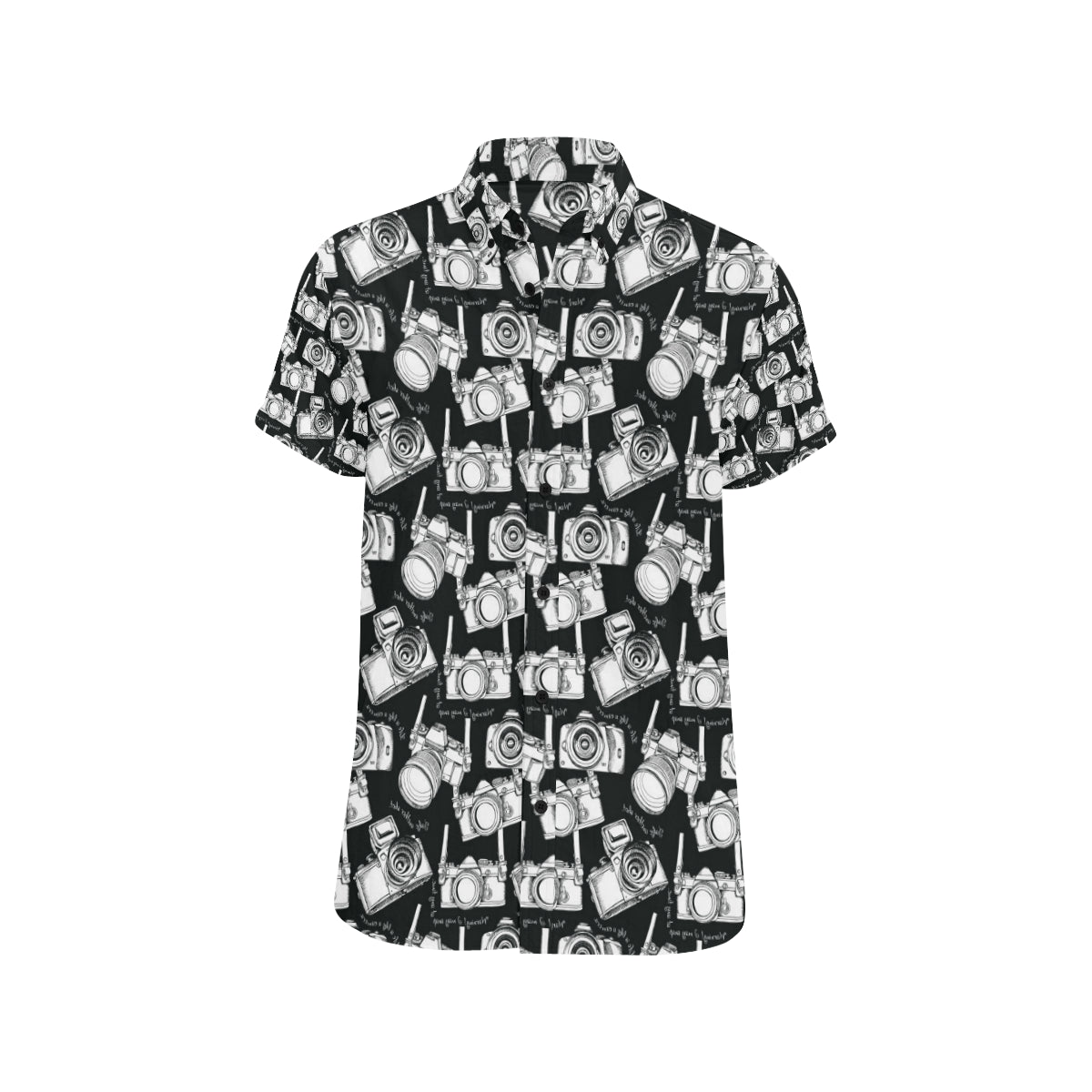Camera Pattern Print Design 01 Men's Short Sleeve Button Up Shirt