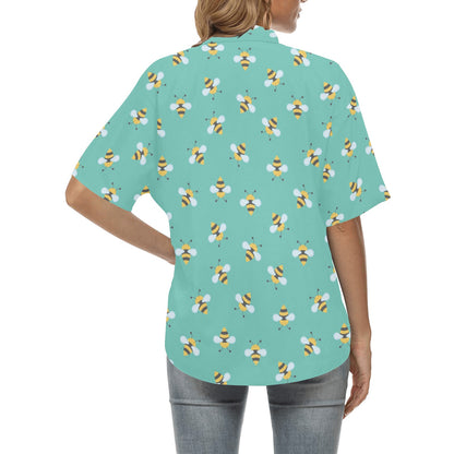 Bee Pattern Print Design 01 Women's Hawaiian Shirt