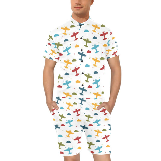 Airplane Pattern Print Design 06 Men's Romper