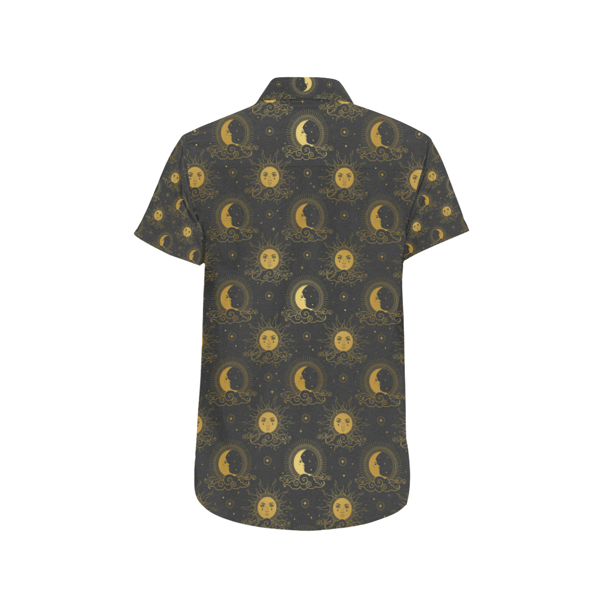 Celestial Moon Sun Pattern Print Design 05 Men's Short Sleeve Button Up Shirt