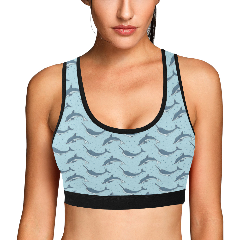 Narwhal Dolphin Print Sports Bra