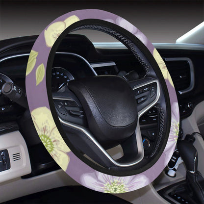 Anemone Pattern Print Design AM013 Steering Wheel Cover with Elastic Edge