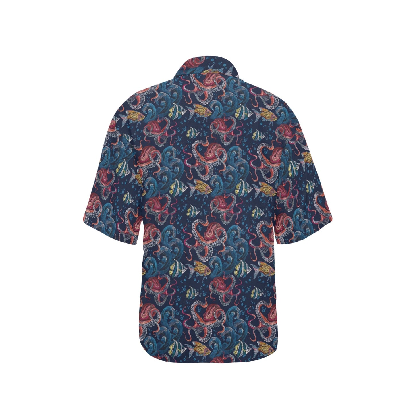 Octopus Deep Sea Print Themed Women's Hawaiian Shirt