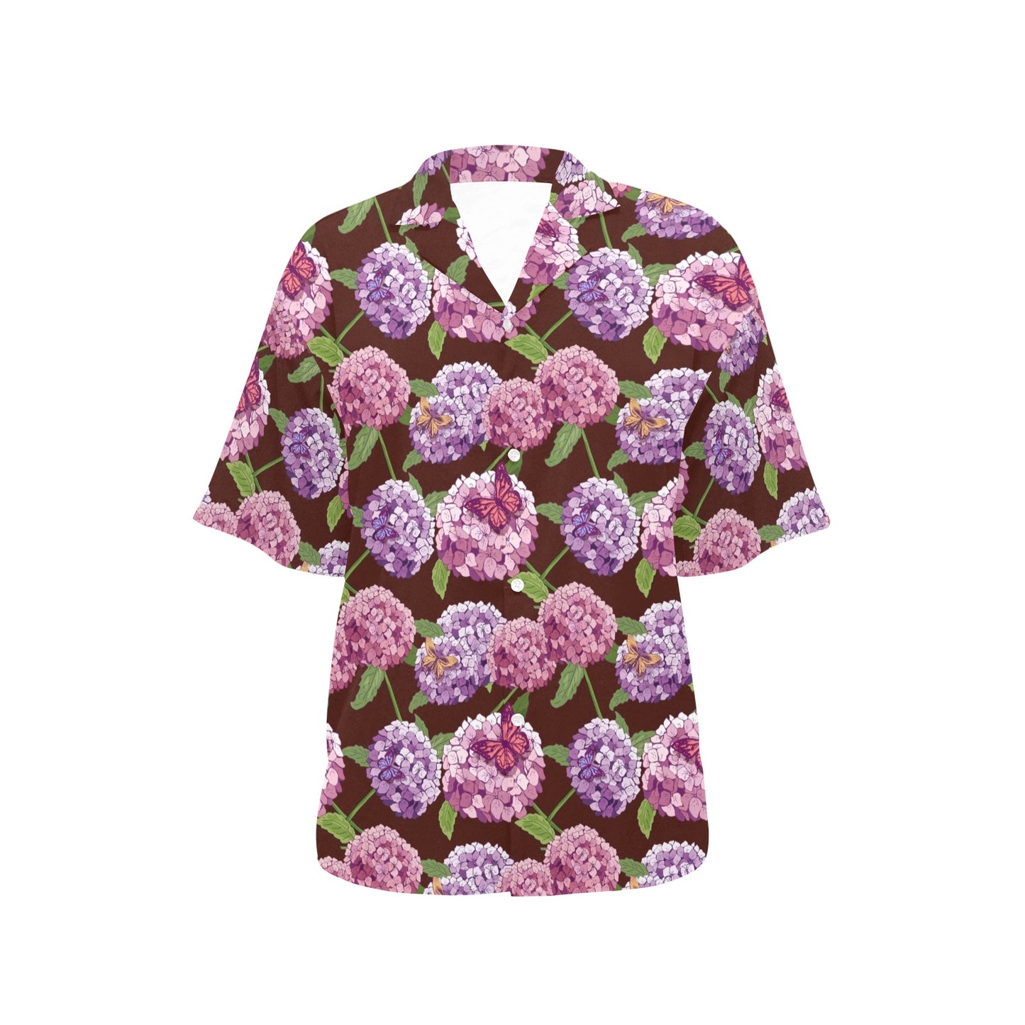 Hydrangea Pattern Print Design HD08 Women's Hawaiian Shirt