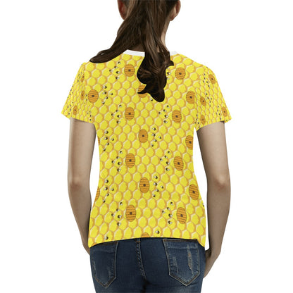 Honey Bee Print Design LKS303 Women's  T-shirt