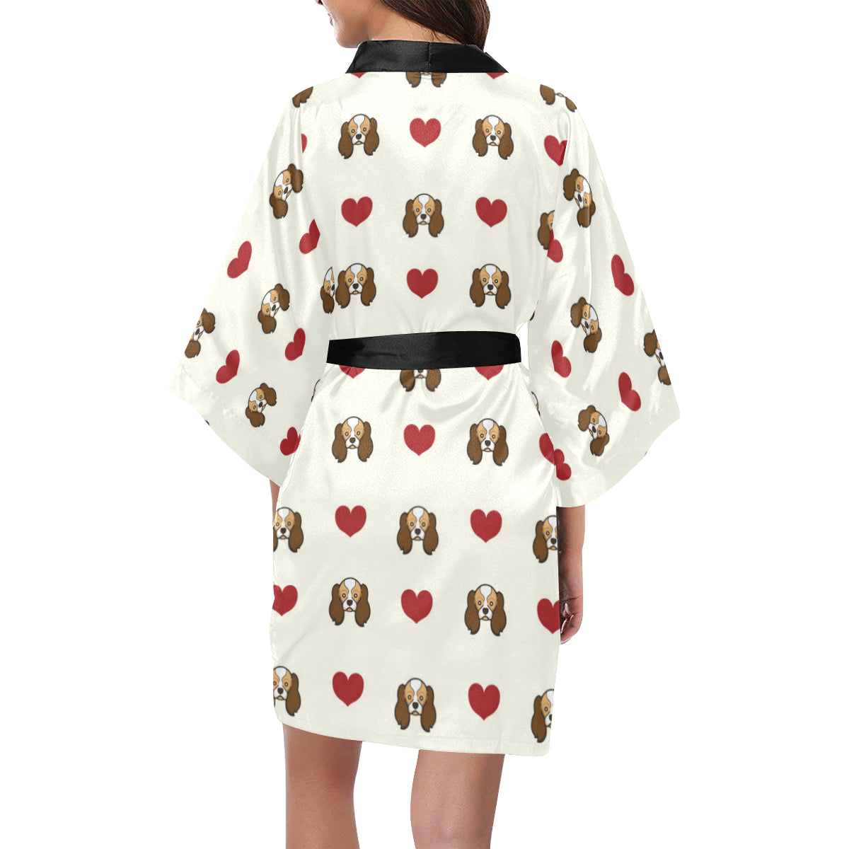 Cavalier King Charles Spaniels Pattern Print Desig Women's Short Kimono