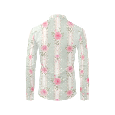 Rose Pattern Print Design RO016 Men's Long Sleeve Shirt