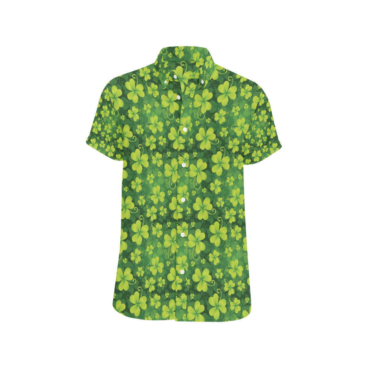 Shamrock Clover Print Men's Short Sleeve Button Up Shirt