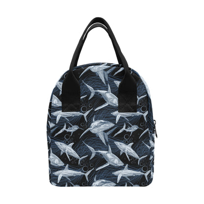 Shark Print Pattern Insulated Lunch Bag