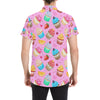 Cupcake Pattern Print Design CP05 Men's Short Sleeve Button Up Shirt