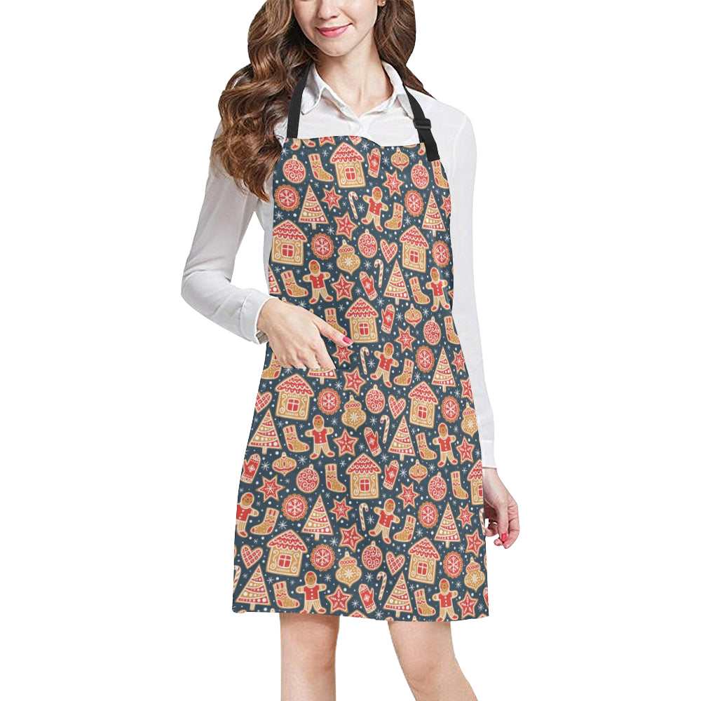 Gingerbread Pattern Print Design 03 Apron with Pocket