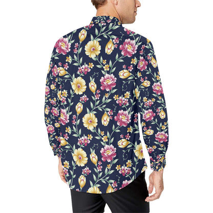 Gerberas Pattern Print Design GB03 Men's Long Sleeve Shirt
