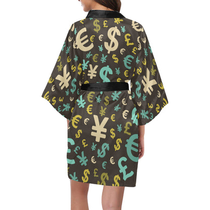 Money Pattern Print Design 01 Women's Short Kimono