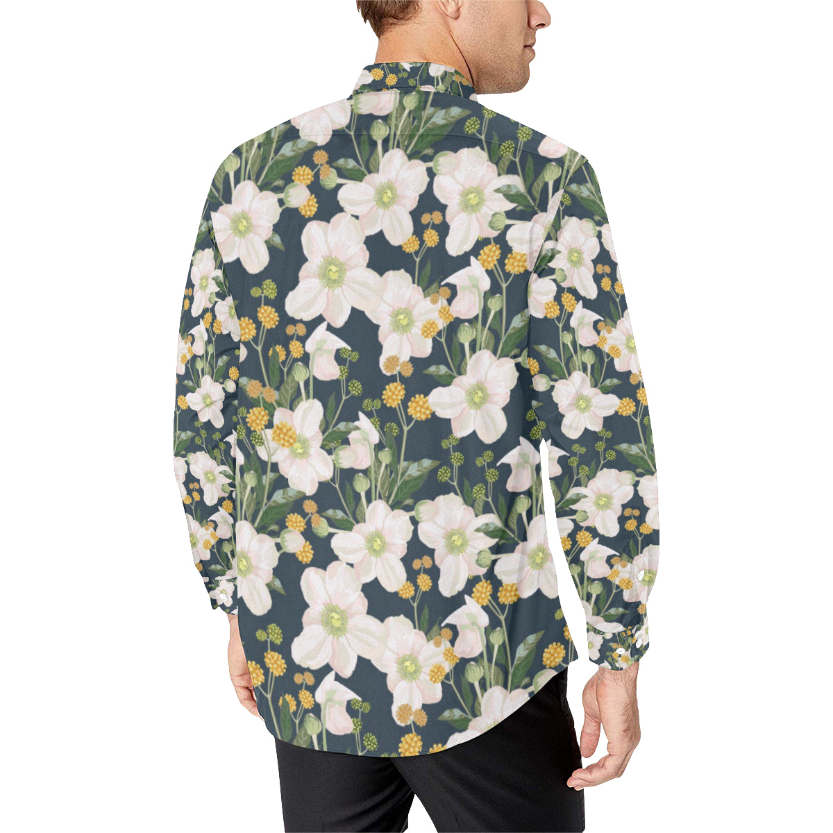 Anemone Pattern Print Design AM04 Men's Long Sleeve Shirt