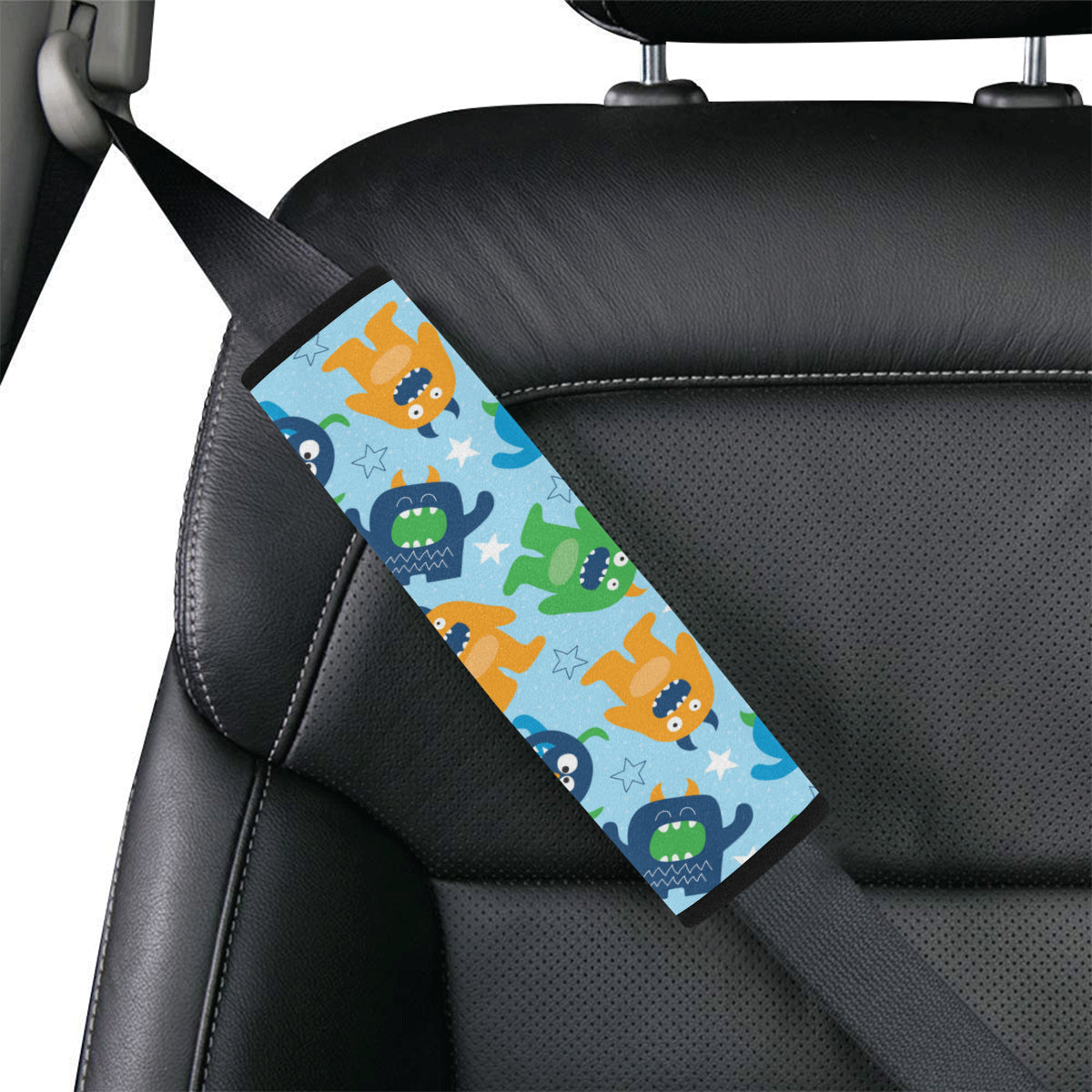 Monster Cartoon Pattern Print Design 04 Car Seat Belt Cover