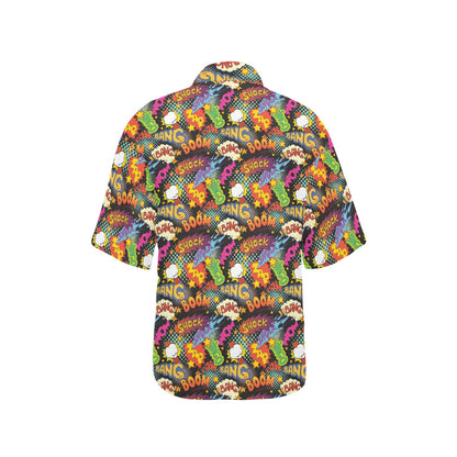 Comic Book Pattern Print Design 01 Women's Hawaiian Shirt