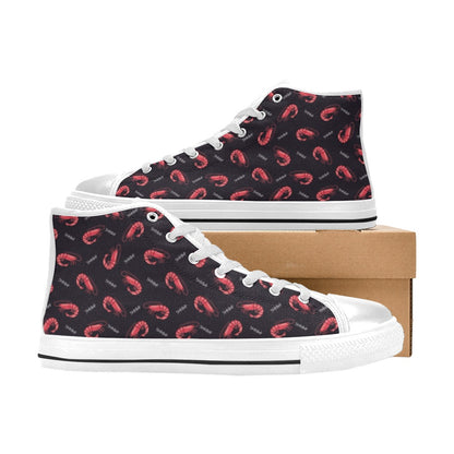 Shrimp Print Design LKS302 High Top Women's White Shoes